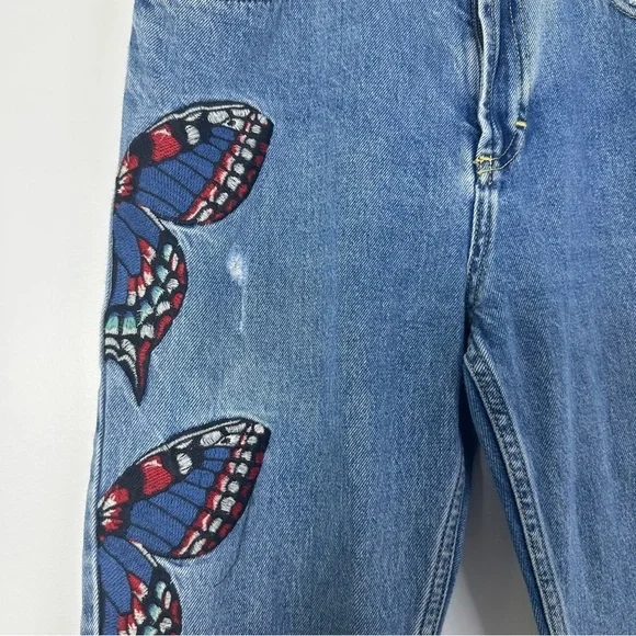Maje Women’s Papillon Butterfly Embroidered Cropped Jeans Size 4/36 - Picture 5 of 10